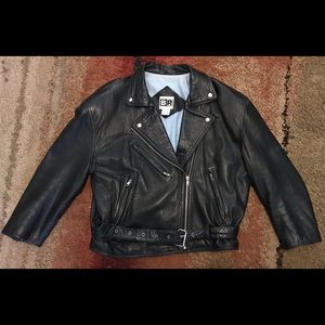 Women’s Black leather biker jacket